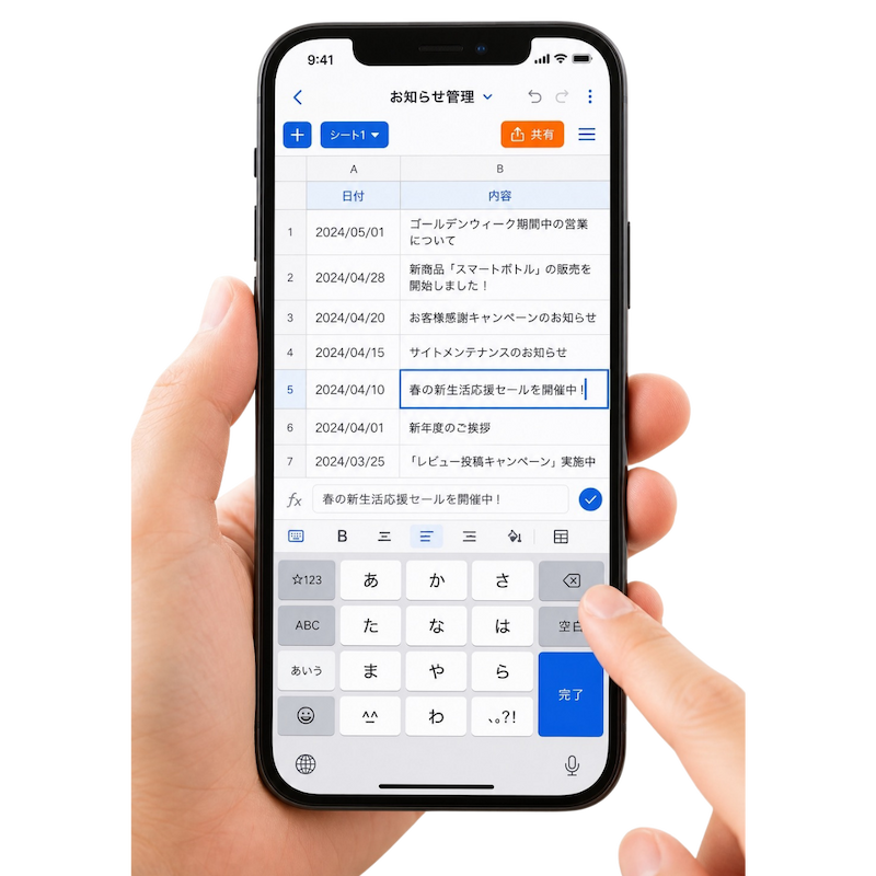 スマホからかんたん更新