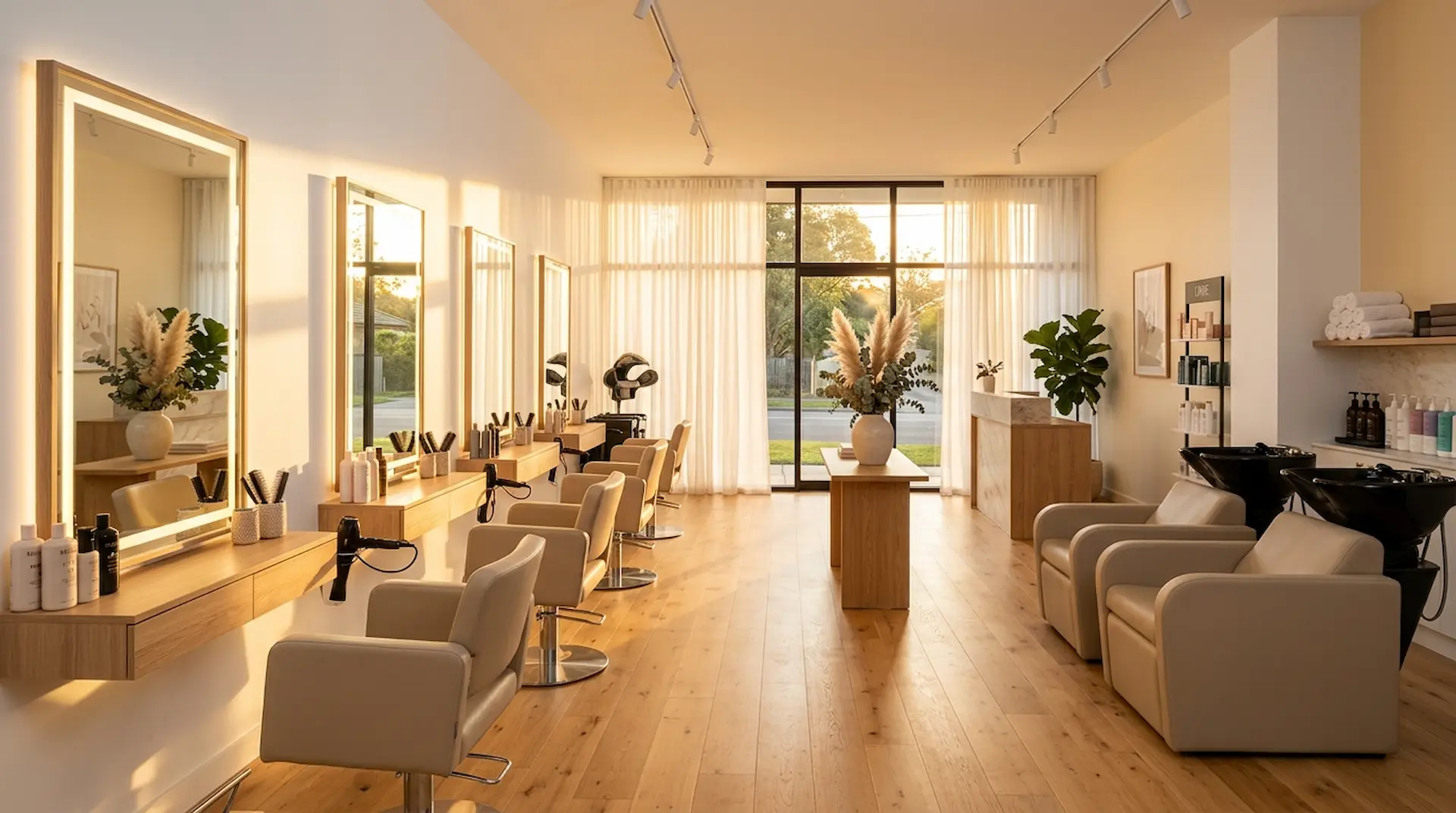 salon de fleur の落ち着いた店内